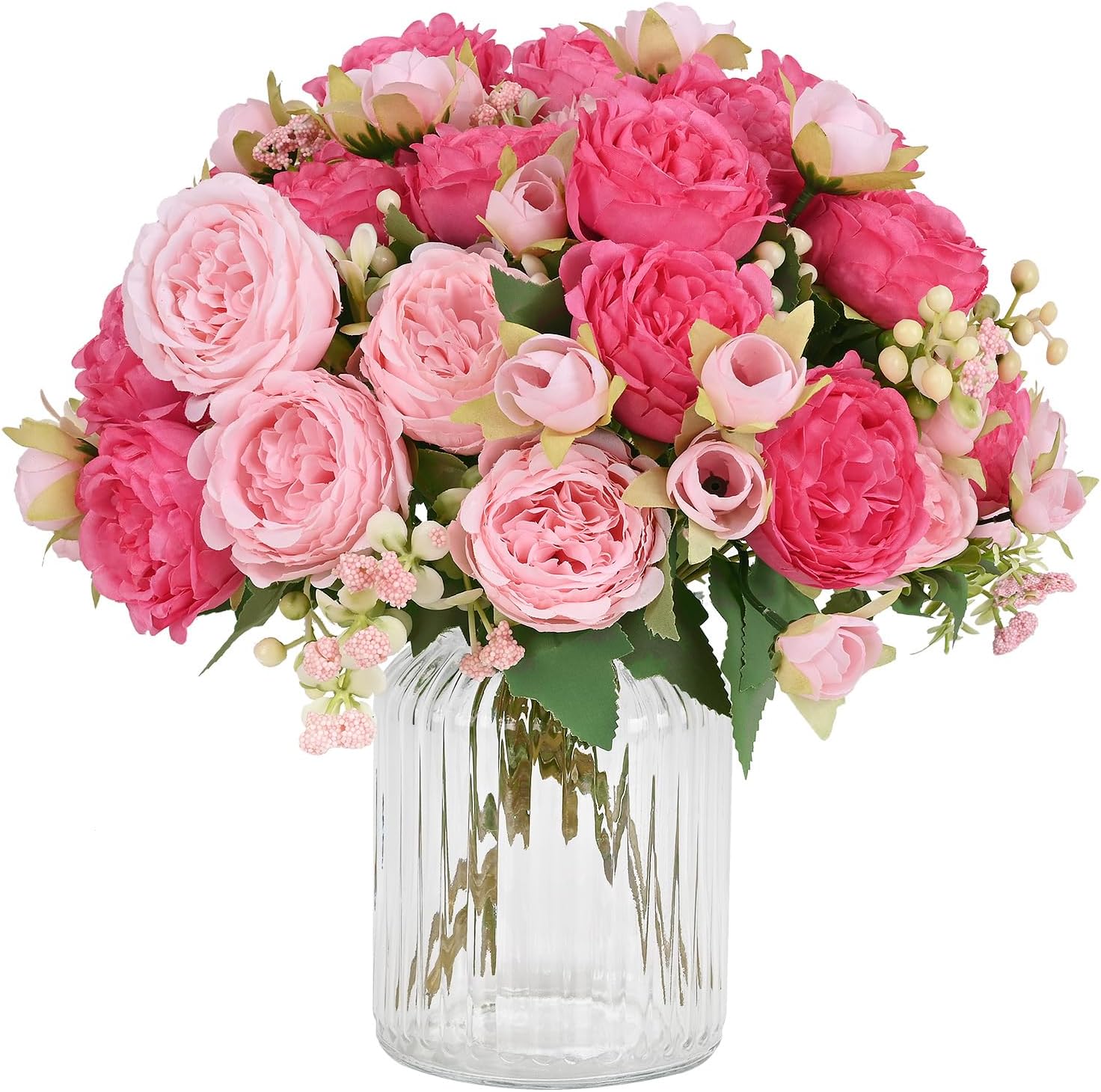 2 Packs Peonies Artificial Flowers, Mixed Pink Artificial Peonies, Silk Peonies Flowers Fake Peonies Artificial Flowers Peonies Bouquet for Centerpiece Table Wedding Party Home Decor
