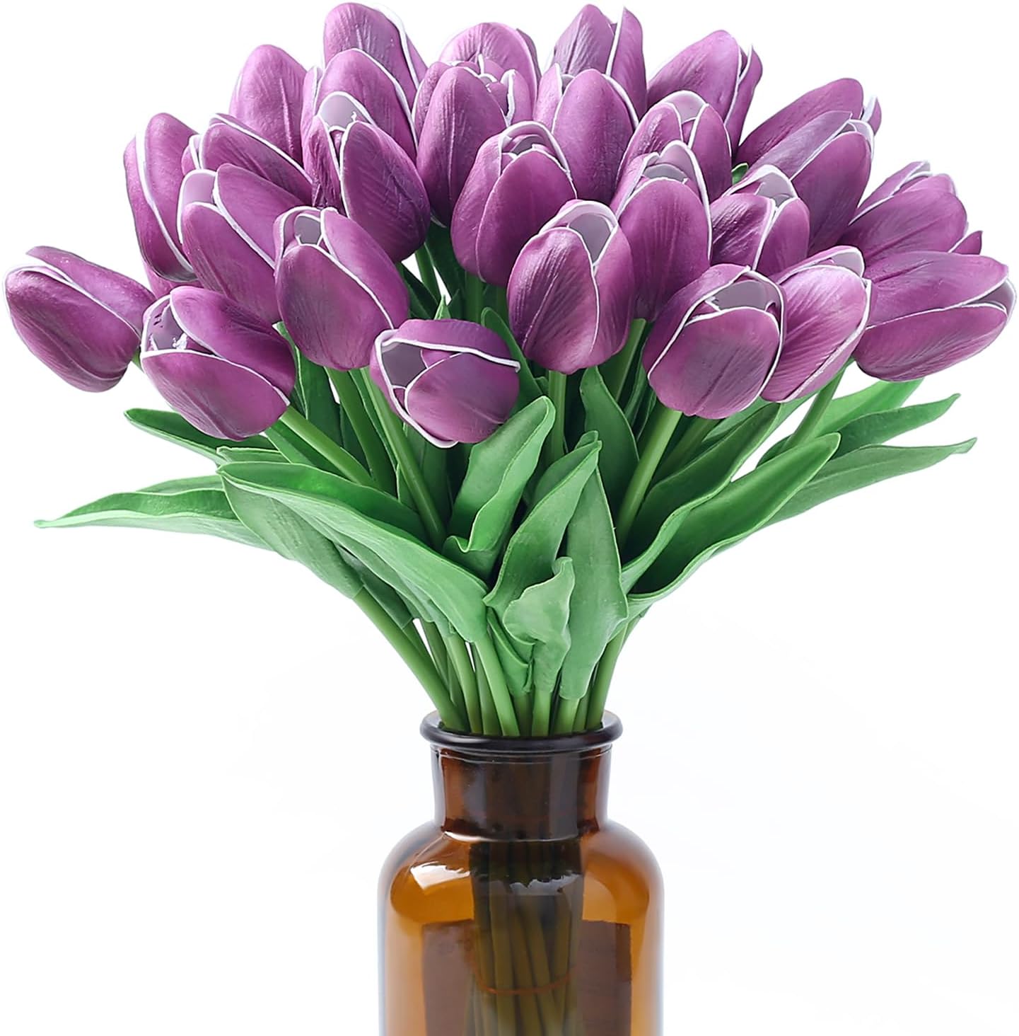 15pcs Fake Tulips Artificial Flowers Real Touch Pink 14" PU Flower for Home Kitchen Decor Spring Easter Wedding Bouquet Decorations Office Valentine's Day Gifts(Light Pink)