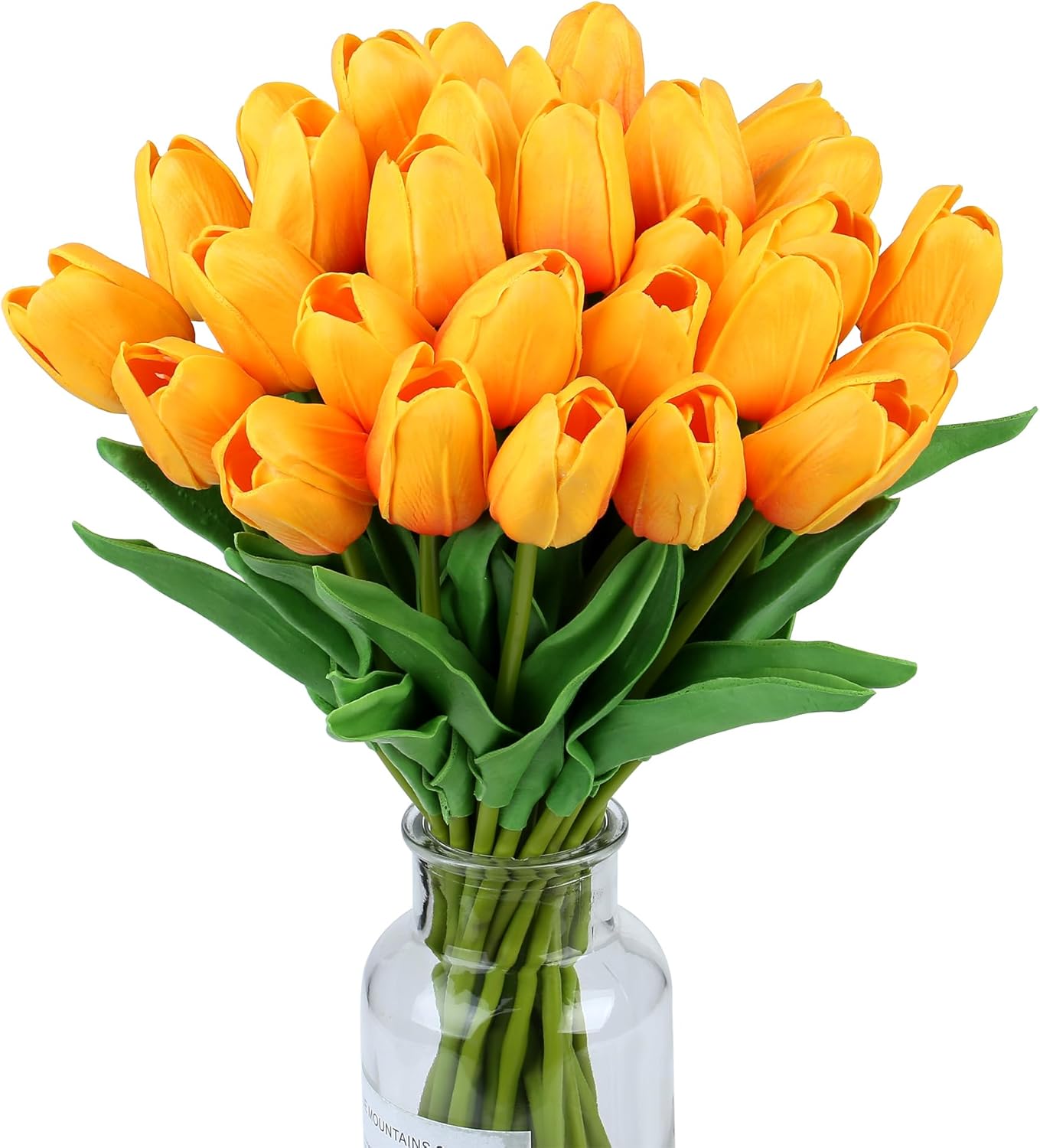 15pcs Fake Tulips Artificial Flowers Real Touch Pink 14" PU Flower for Home Kitchen Decor Spring Easter Wedding Bouquet Decorations Office Valentine's Day Gifts(Light Pink)