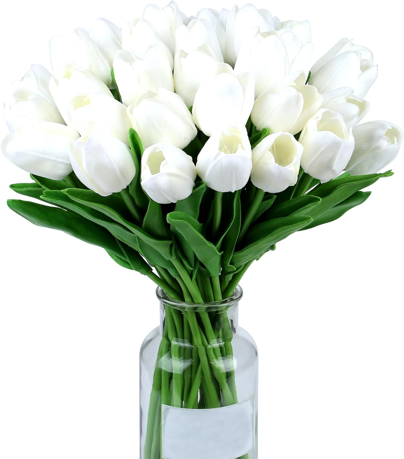 15pcs Fake Tulips Artificial Flowers Real Touch Pink 14" PU Flower for Home Kitchen Decor Spring Easter Wedding Bouquet Decorations Office Valentine's Day Gifts(Light Pink)
